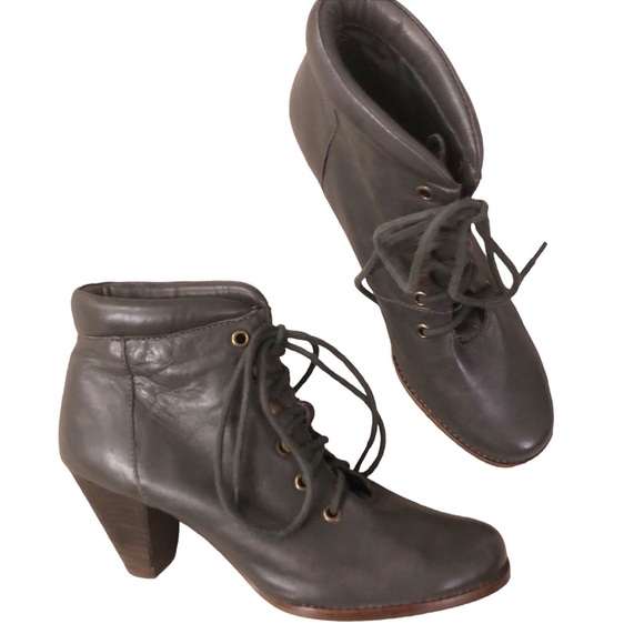 JEFFREY CAMPBELL Lace-up ankle booties Ingles Tahiti gray leather Victorian boho - Picture 3 of 11
